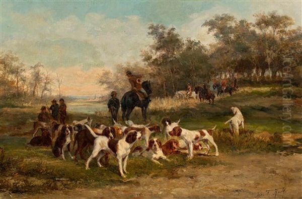 Hounds Awaiting The Hunt Oil Painting by John Frederik Hulk the Younger