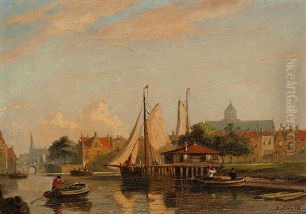 View Of The Harbor Oil Painting by John Frederik Hulk the Younger