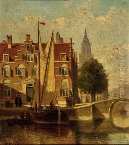 Amsterdamer Grachtansicht Oil Painting by John Frederik Hulk the Younger