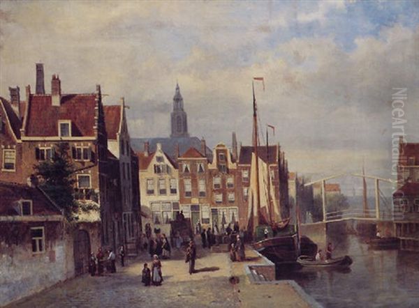 Vue D'amsterdam Oil Painting by John Frederik Hulk the Younger