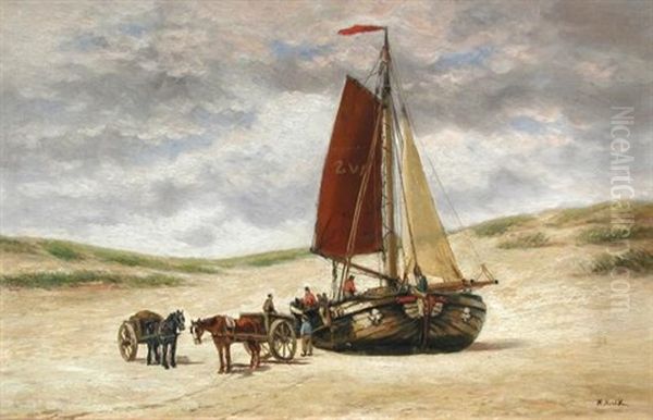 Unloading The Catch Oil Painting by Hendrik Hulk