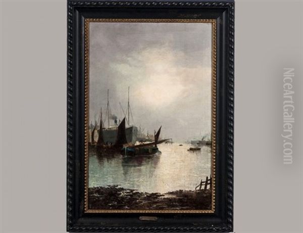 Amsterdam Harbor Oil Painting by Hendrik Hulk