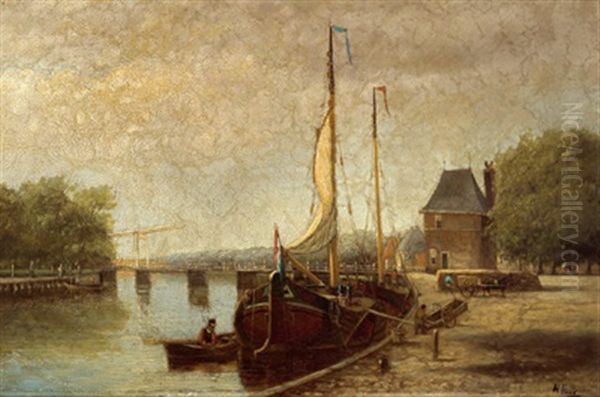 Fischerboote Vor Haarlem Oil Painting by Hendrik Hulk