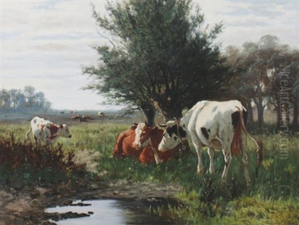 River Landscape With Cattle by William Frederick Hulk