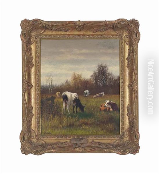 Cattle Grazing (pair) Oil Painting by William Frederick Hulk