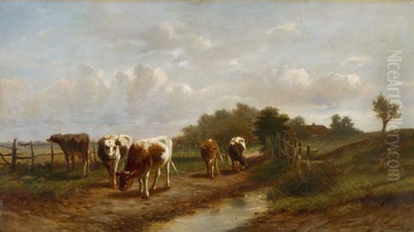 Weite Landschaft Mit Weidendem Vieh Oil Painting by William Frederick Hulk