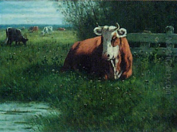 Cattle In A Landscape by William Frederick Hulk