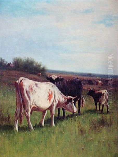 Cattle In An Extensive Country Landscape Oil Painting by William Frederick Hulk