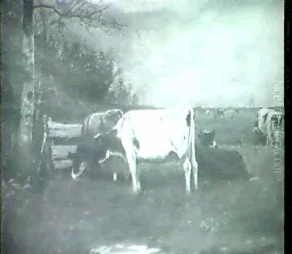 Cattle In A Meadow Oil Painting by William Frederick Hulk