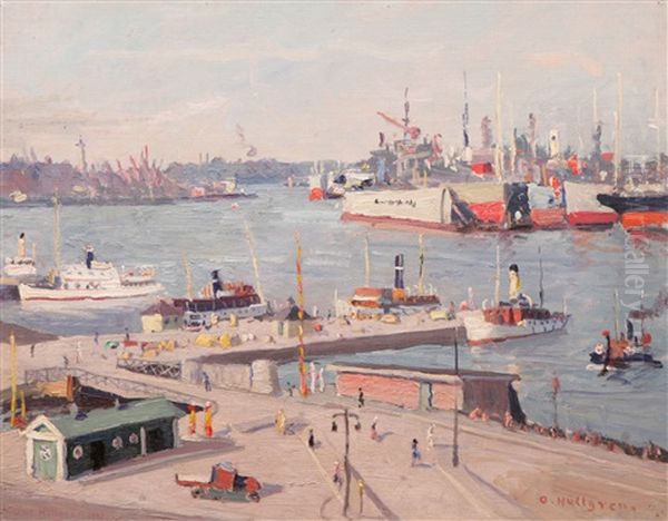 Goteborgs Hamn Oil Painting by Oscar Hullgren