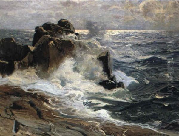 Klippor Och Br,nningar Oil Painting by Oscar Hullgren