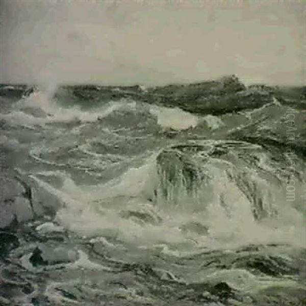 Branningar Mot Klippor Oil Painting by Oscar Hullgren