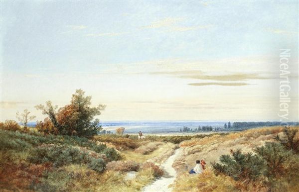 A Summer Landscape Oil Painting by Frederick William Hulme