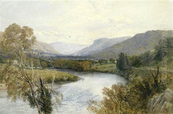 A River Valley Landscape Oil Painting by Frederick William Hulme