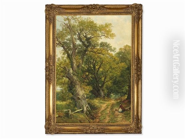 Forest Path Oil Painting by Frederick William Hulme