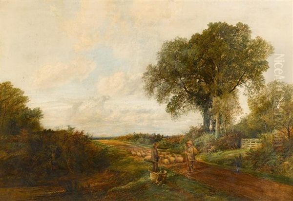 Wayside Gossip, Surrey Oil Painting by Frederick William Hulme