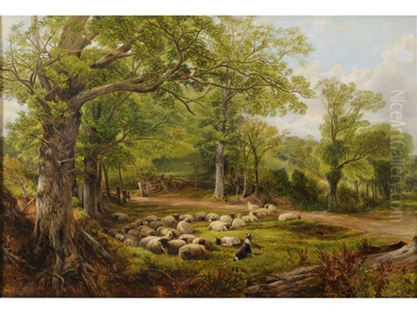 Landscape With Sheep: A Summer Day Oil Painting by Frederick William Hulme