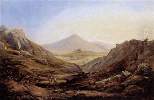 Mountainous Landscape With Figures Oil Painting by Frederick William Hulme