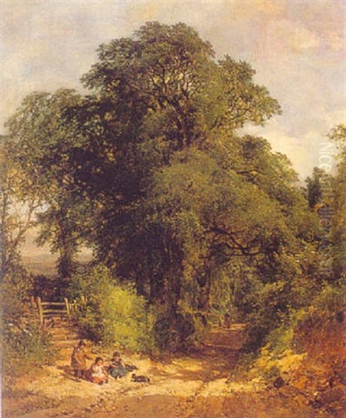 Playing By The Wayside, Near Guildford, Surrey by Frederick William Hulme