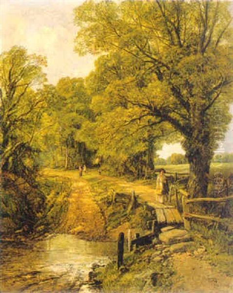 Crossing The Bridge Oil Painting by Frederick William Hulme