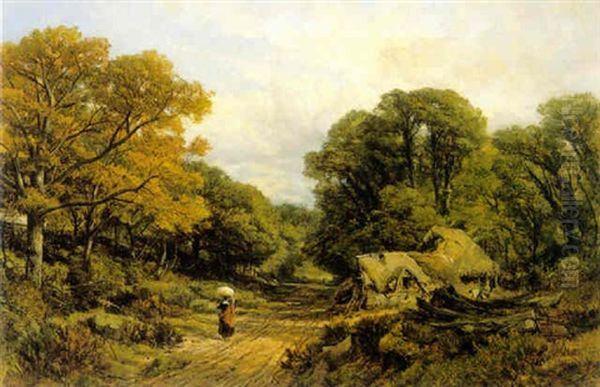 A Lane Scene In Surrey Oil Painting by Frederick William Hulme