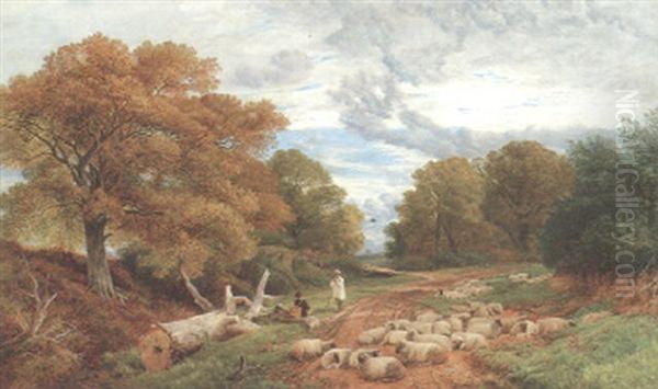 A Lane Near Ripley, Surrey Oil Painting by Frederick William Hulme