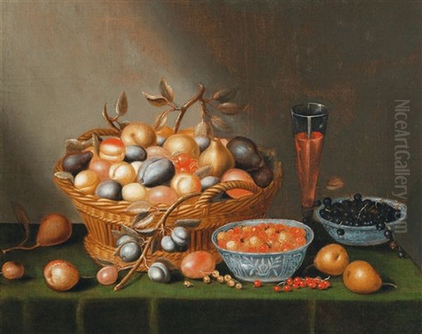 Fruit Still Life With A Full Wine Glass Oil Painting by Gillis Jacobz van Hulsdonck