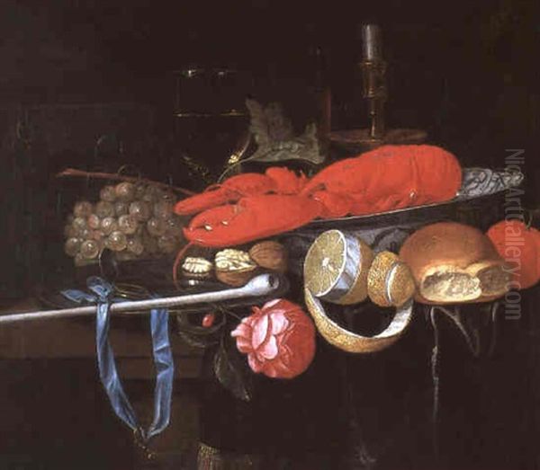 Nature Morte Au Homard Oil Painting by Gillis Jacobz van Hulsdonck