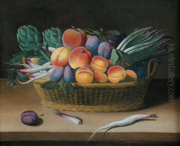 Corbeille De Fruits Sur Un Entablement Oil Painting by Jacob van Hulsdonck