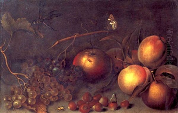 Nature Morte Aux Raisins, Peches Et Noisettes Oil Painting by Jacob van Hulsdonck