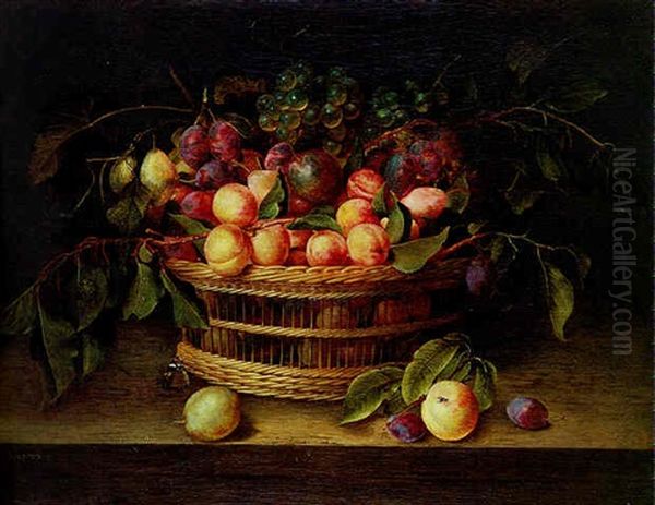 Corbeille De Fruits Sur Un Entablement Oil Painting by Jacob van Hulsdonck