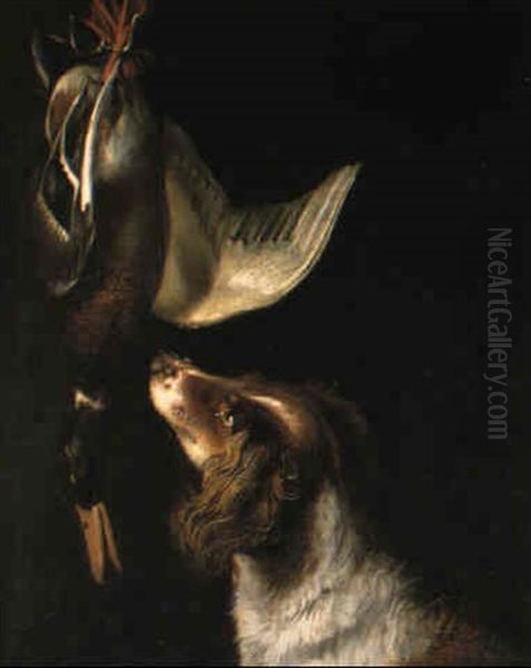 Stilleben Met Hund Och Fagel Oil Painting by Jacob van Hulsdonck