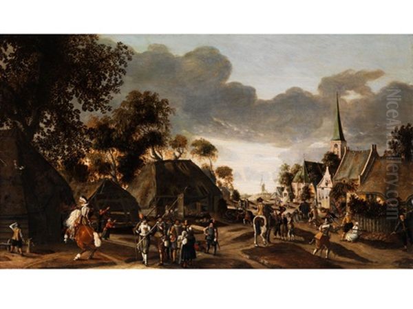 Plunderung Eines Niederlandischen Stadtchens Oil Painting by Pieter van der Hulst the Elder