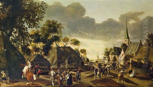 Uberfall Auf Ein Dorf Oil Painting by Pieter van der Hulst the Elder