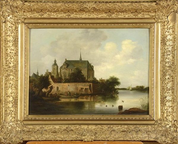 Paysage Lacustre Anime Oil Painting by Frans de Hulst