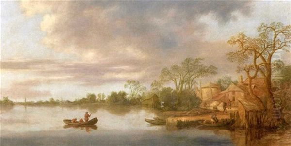 Flusslandschaft Mit Figuren Oil Painting by Frans de Hulst