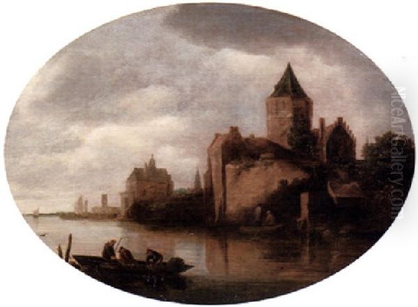 Fluslandschaft Mit Fischern Oil Painting by Frans de Hulst