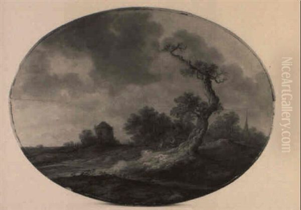 Dunenlandschaft Mit Bizarrem Eichbaum Oil Painting by Frans de Hulst