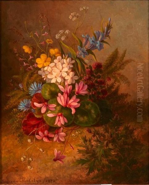 Bouquet De Fleurs, 1872 Oil Painting by Cornelis Johannes van Hulsteyn