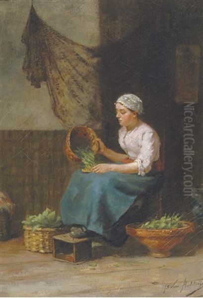 Preparing Supper Oil Painting by Johan van Hulsteyn