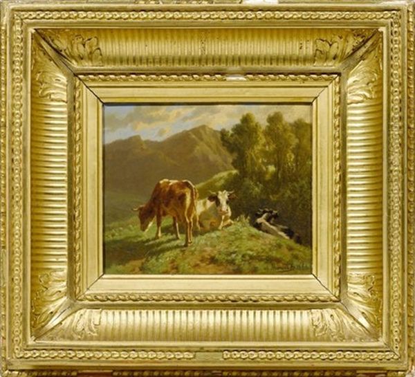 Trois Vaches Oil Painting by Charles (Jean-Ch. Ferdinand) Humbert