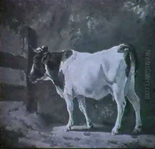 Kuh Auf Der Weide Oil Painting by Charles (Jean-Ch. Ferdinand) Humbert