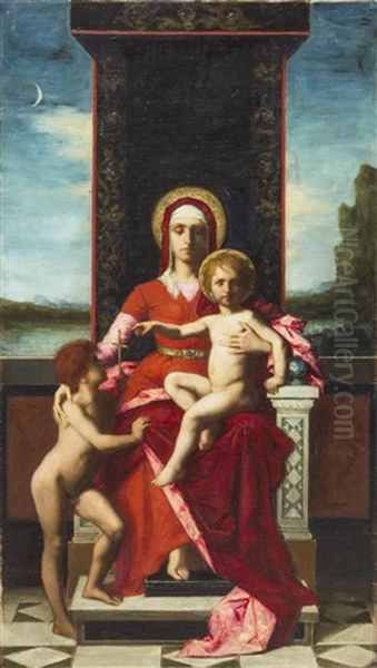 The Virgin And Child With St. John The Baptist Oil Painting by Ferdinand Jacques Humbert