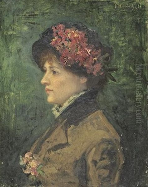 Femme Au Chapeau Oil Painting by Ferdinand Jacques Humbert