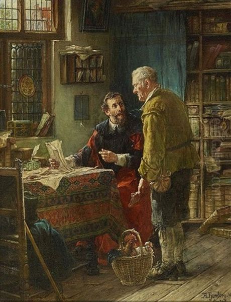 Master Of The House In Conversation With His Servant Oil Painting by Adolf Humborg