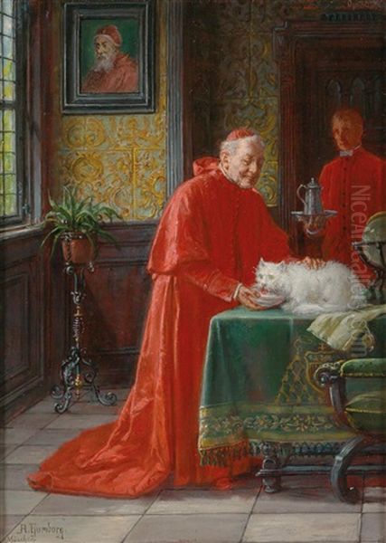 The Cardinal And The Cat Oil Painting by Adolf Humborg