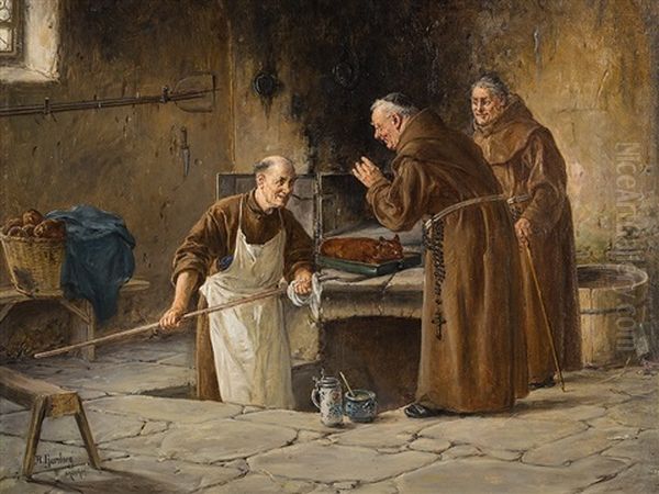 Visit At The Bakery Oil Painting by Adolf Humborg