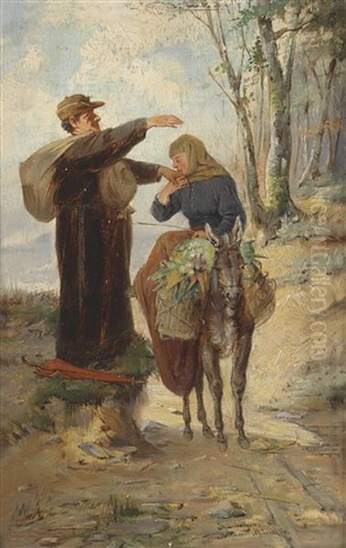 Begegnung Auf Der Landstrase Oil Painting by Adolf Humborg