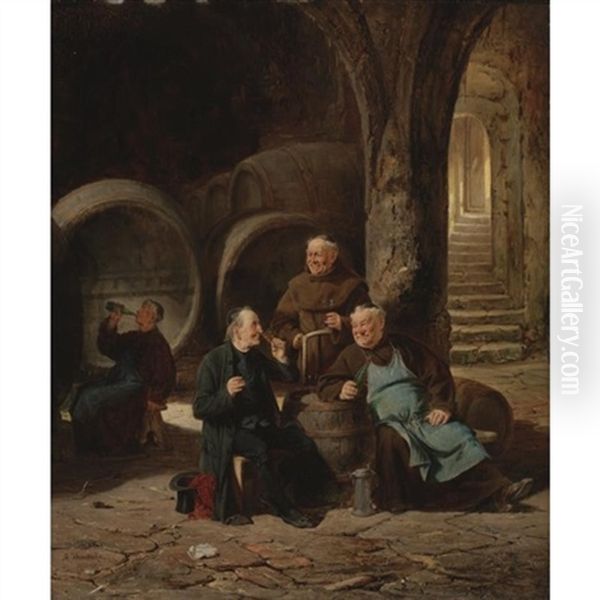 The Wine Connoisseurs Oil Painting by Adolf Humborg