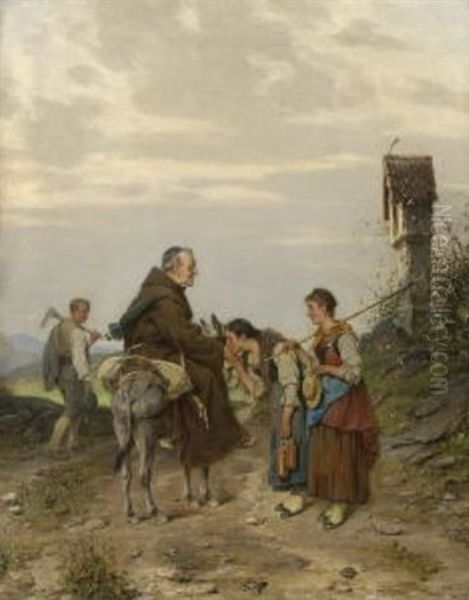 Begegnung Am Marterl Oil Painting by Adolf Humborg